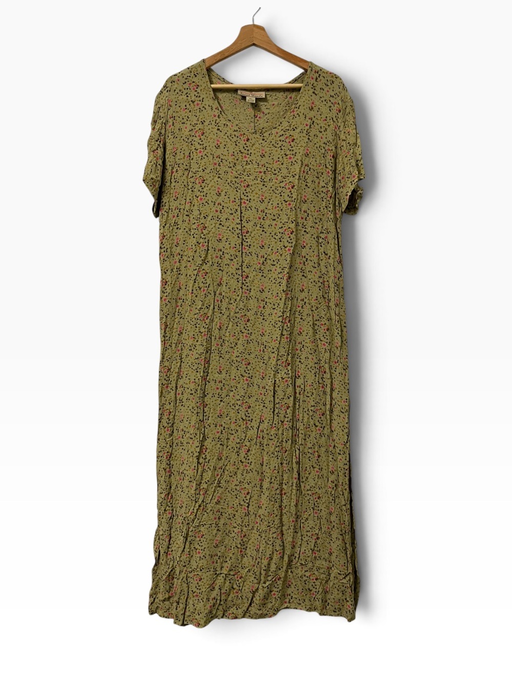 Vintage Y2K Sacred Threads Floral Maxi Dress Women’s M L Rayon Boho Hippie